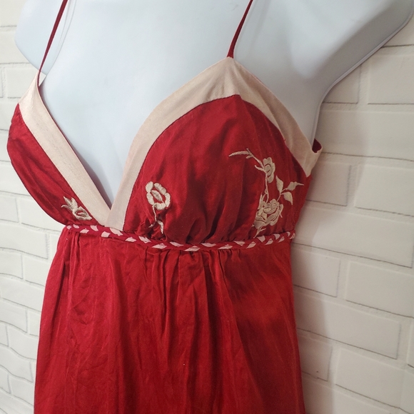 XXI Forever 21 Silk Red Floral Dress - Picture 3 of 13